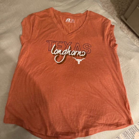 Texas Longhorns Russell Athletic V-Neck T-Shirt Womens L/G Orange - Picture 1 of 3